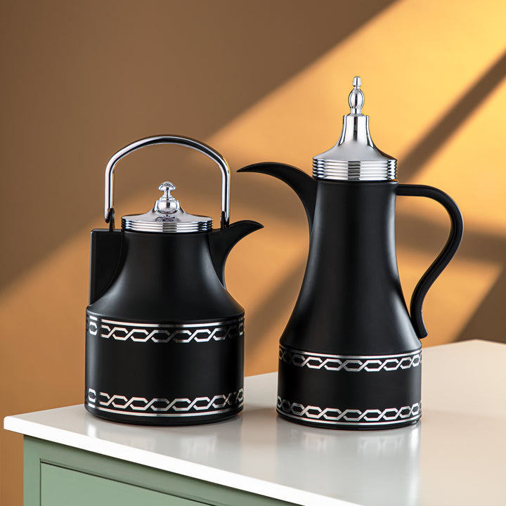 Almarjan 2 Pieces Vacuum Flask Set Black & Silver - SM-2D936AB-100 B/C