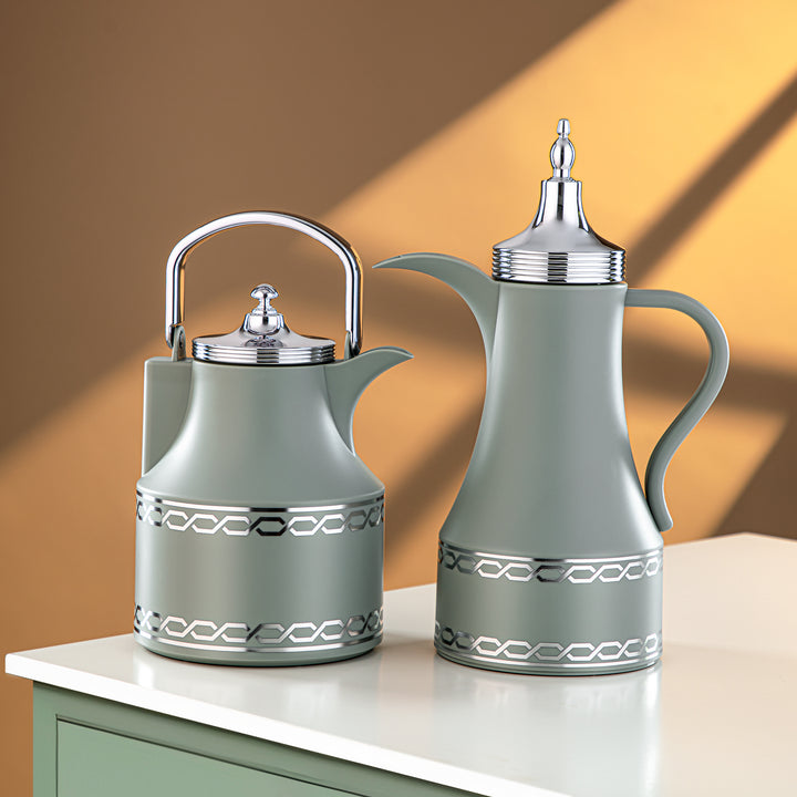 Almarjan 2 Pieces Vacuum Flask Set Light Green & Silver - SM-2D936AB-100 GG/C