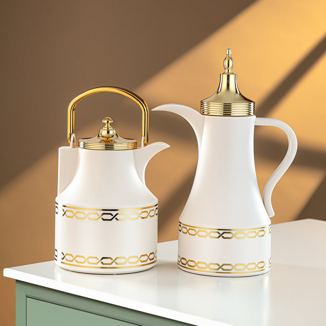 Almarjan 2 Pieces Vacuum Flask Set Ivory & Gold - SM-2D936AB-100 IV/G