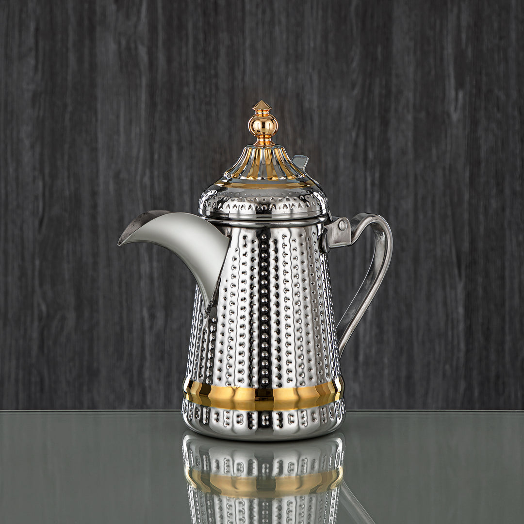 Almarjan 36 Ounce Barari Collection Stainless Steel Coffee Pot Silver & Gold - STS0013042