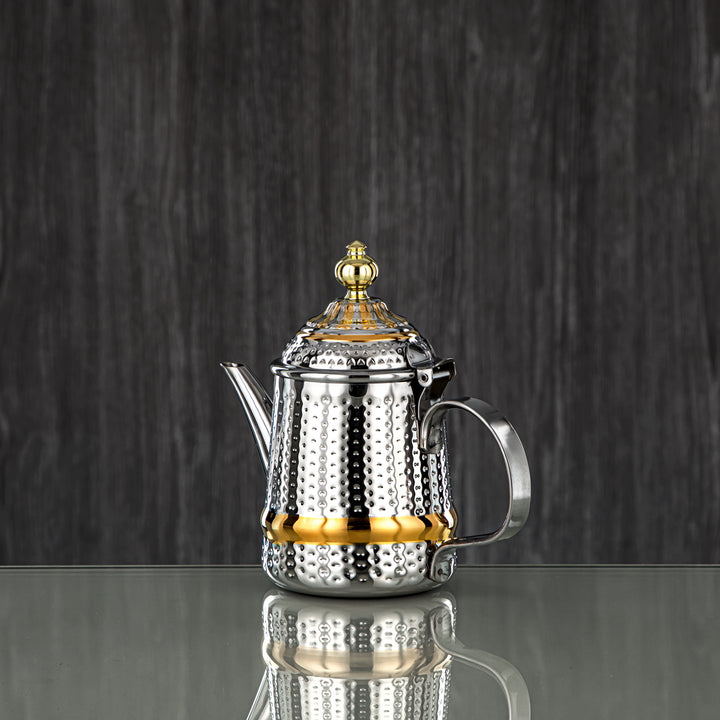 Almarjan 18 Ounce Barari Collection Stainless Steel Teapot Silver & Gold - STS0013055