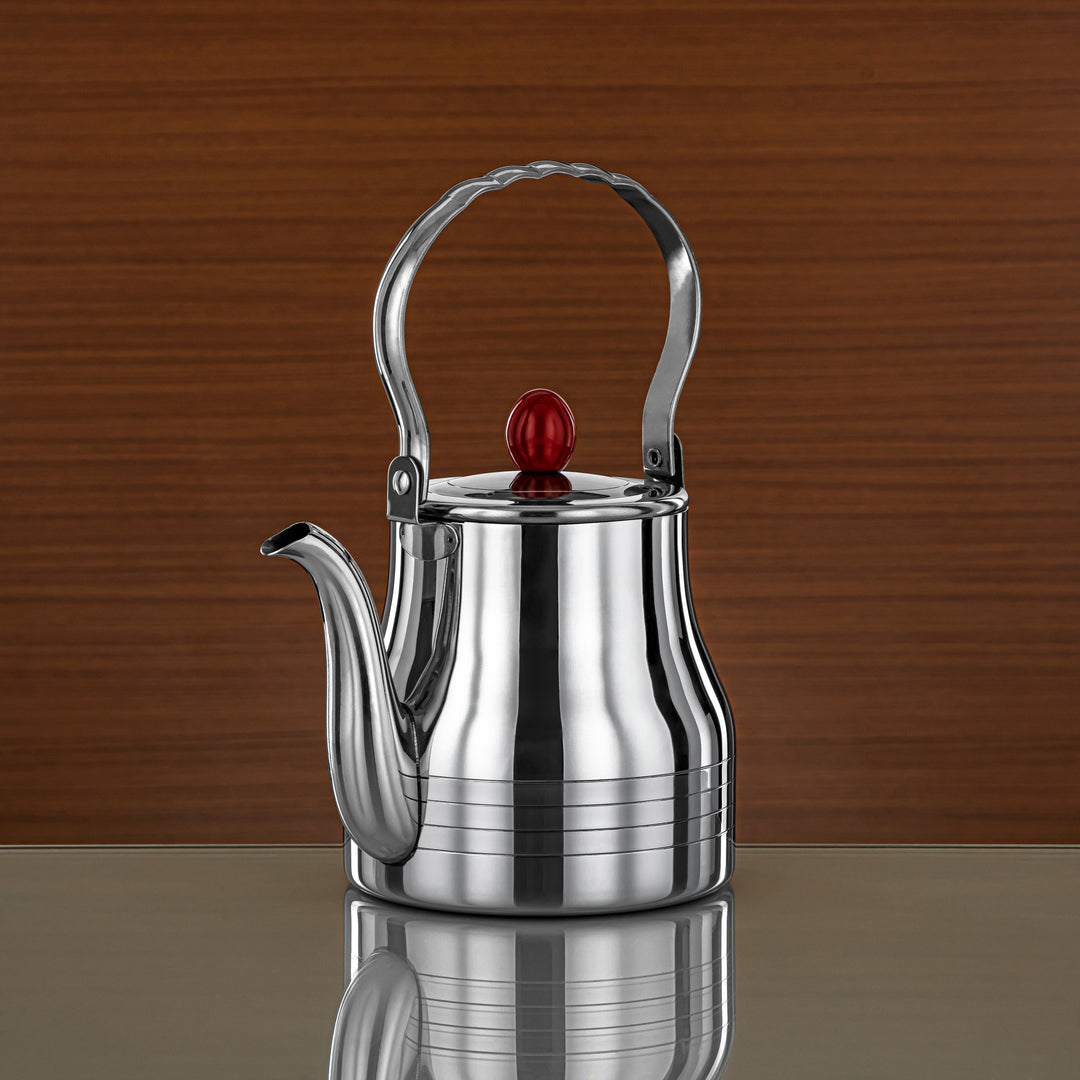 Almarjan 1.2 Liter Elegance Collection Stainless Steel Tea Kettle Silver & Maroon - STS0013140