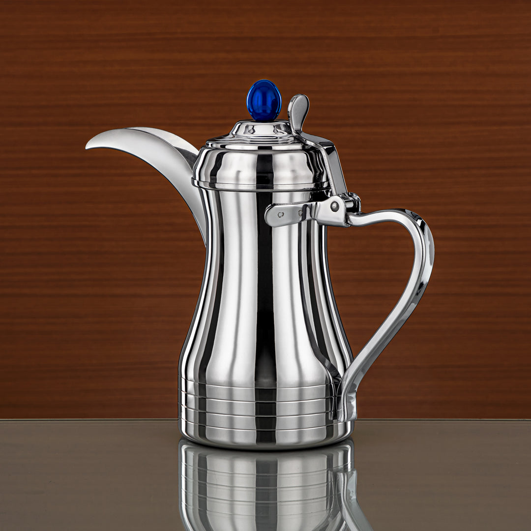 Almarjan 48 Ounce Elegance Collection Stainless Steel Coffee Pot Silver & Blue - STS0013146