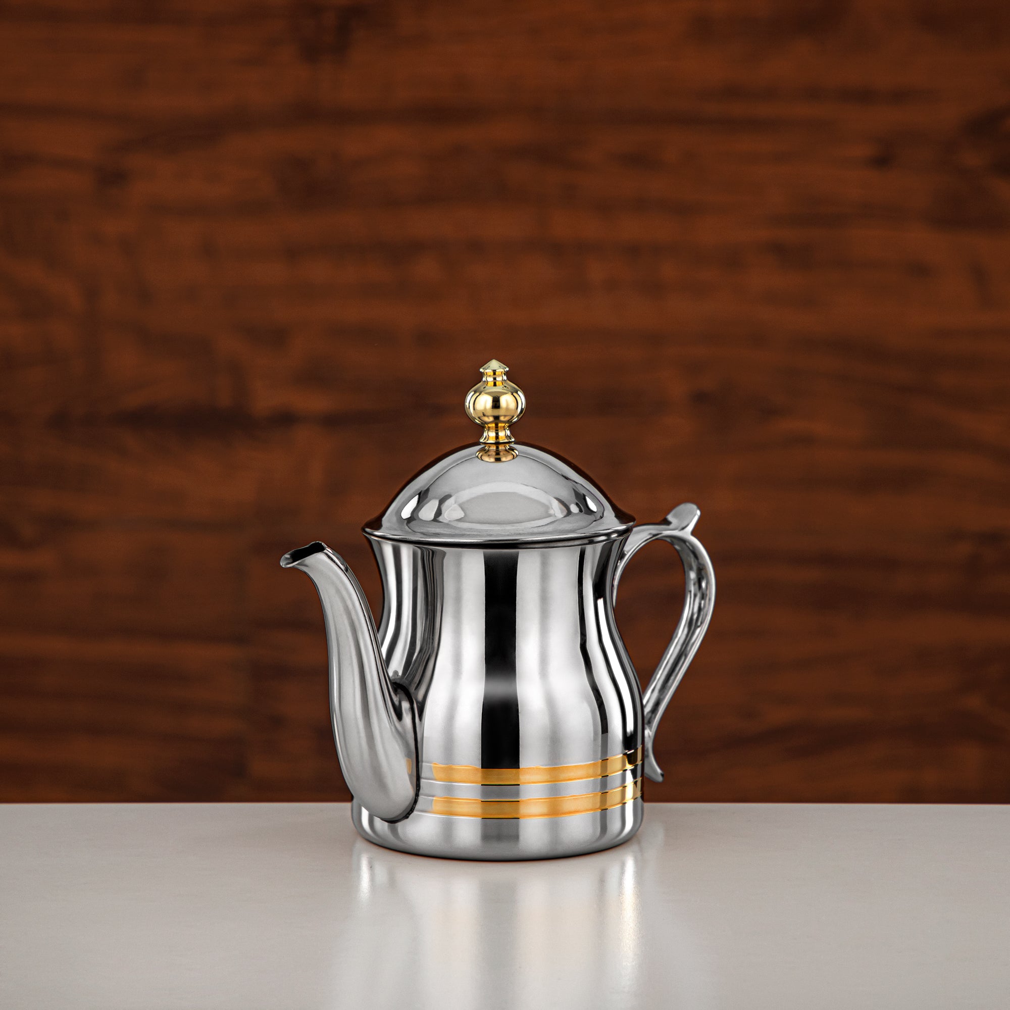 Almarjan Teapot 18oz Silver Gold – Elegance