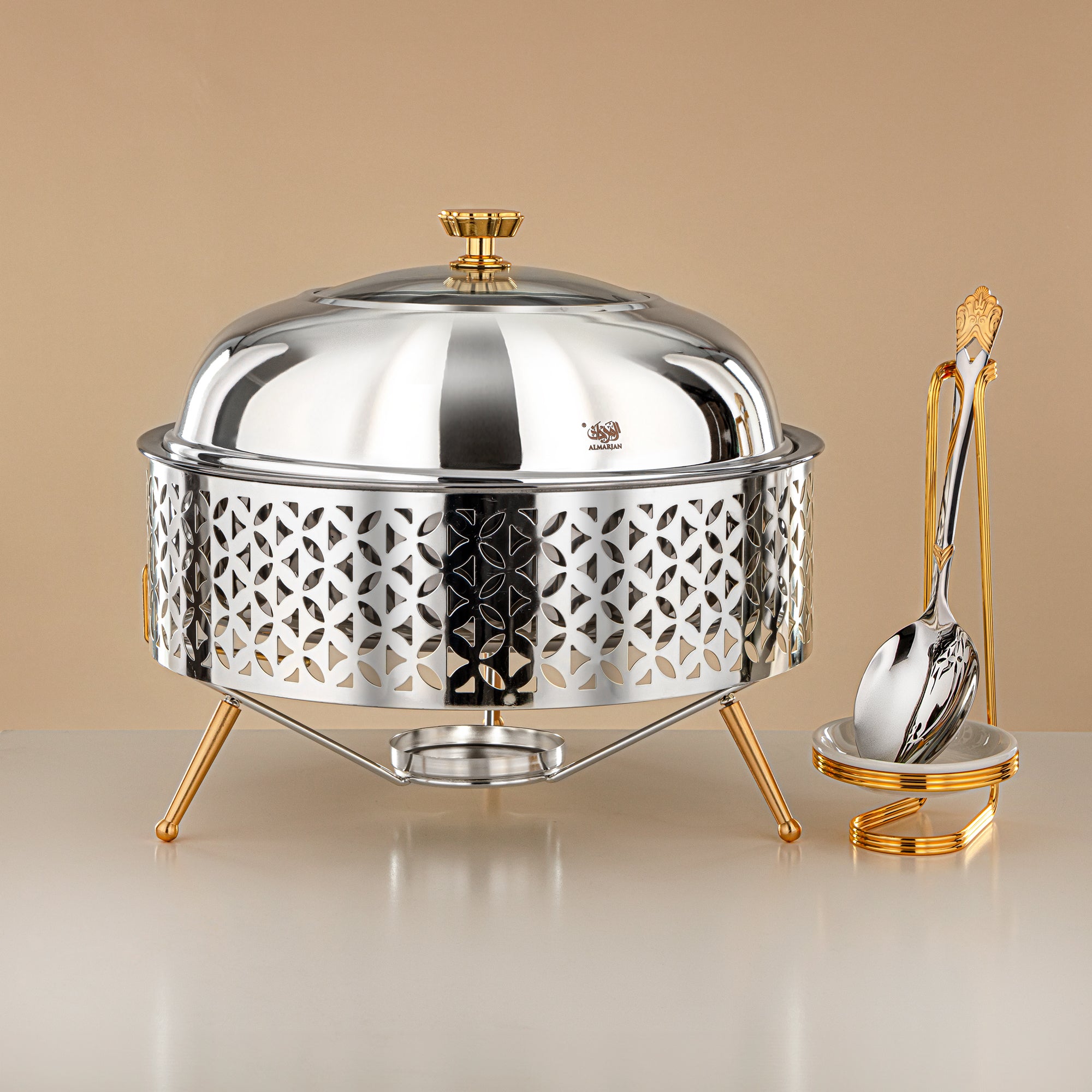 Almarjan Chafing Dish, Silver & Gold, 4000ML (STS0013312) Ramadan & Eid Buffets