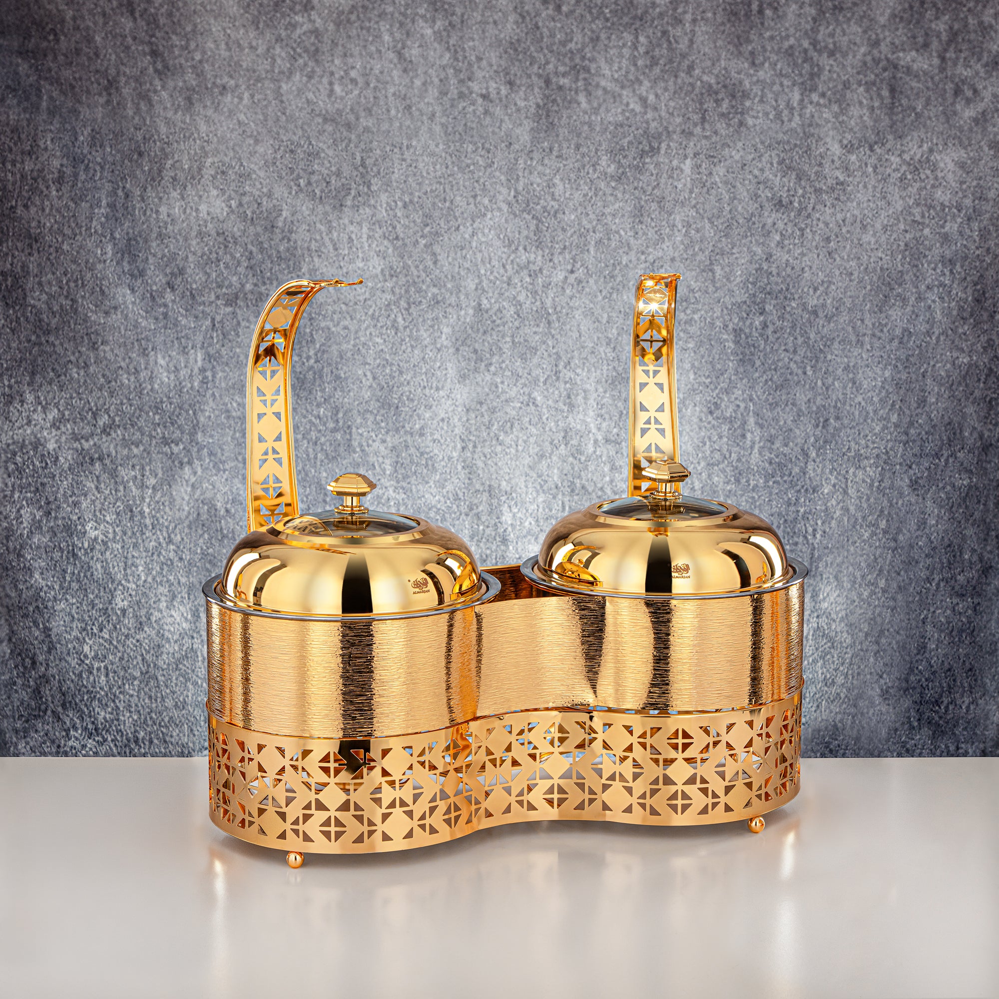 Almarjan 2000 ML + 2000 ML Double Chafing Dish Gold - STS0013344