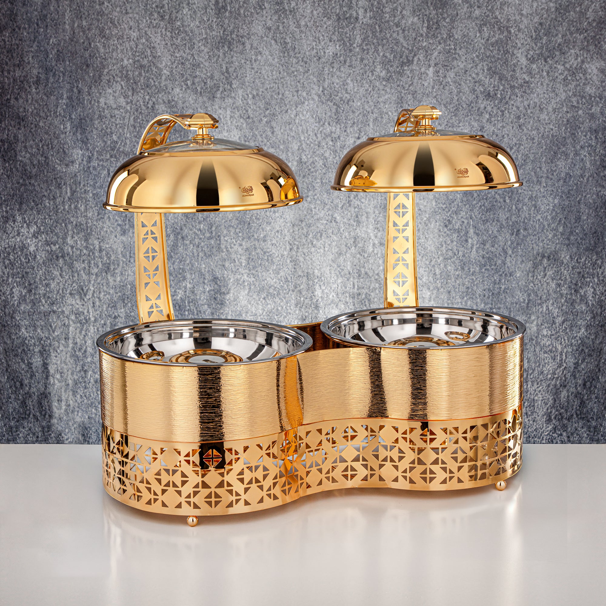 Almarjan 3000 ML + 3000 ML Double Chafing Dish Gold - STS0013347