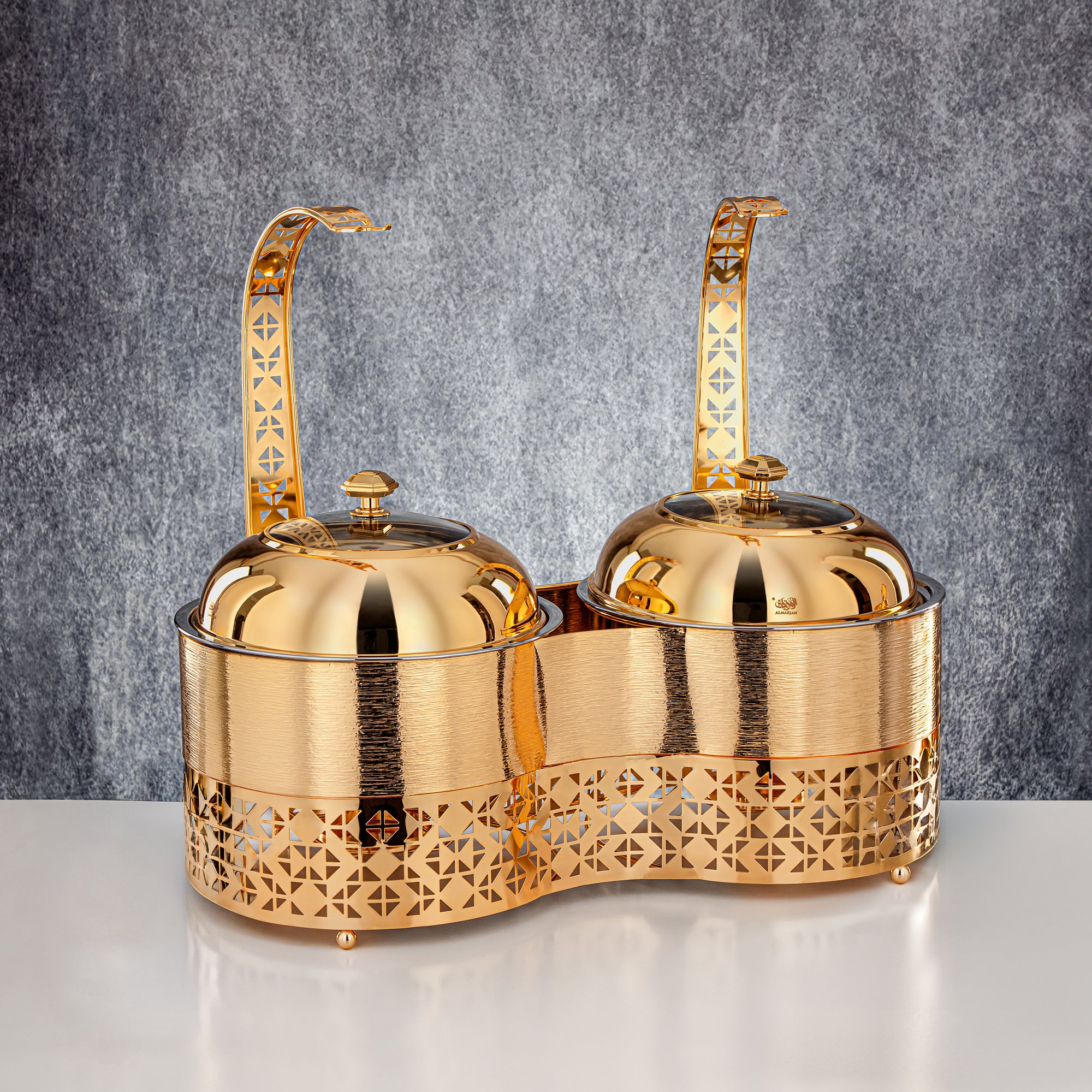 Almarjan 3000 ML + 3000 ML Double Chafing Dish Gold - STS0013347