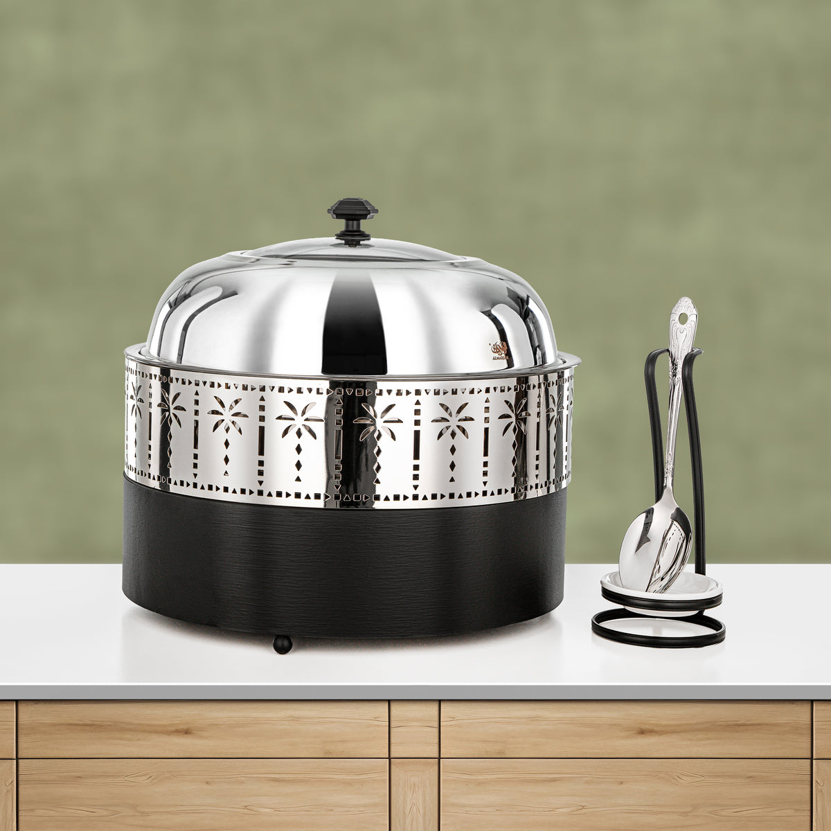 Almarjan 6.5L Chafing Dish, Brushed Black & Silver