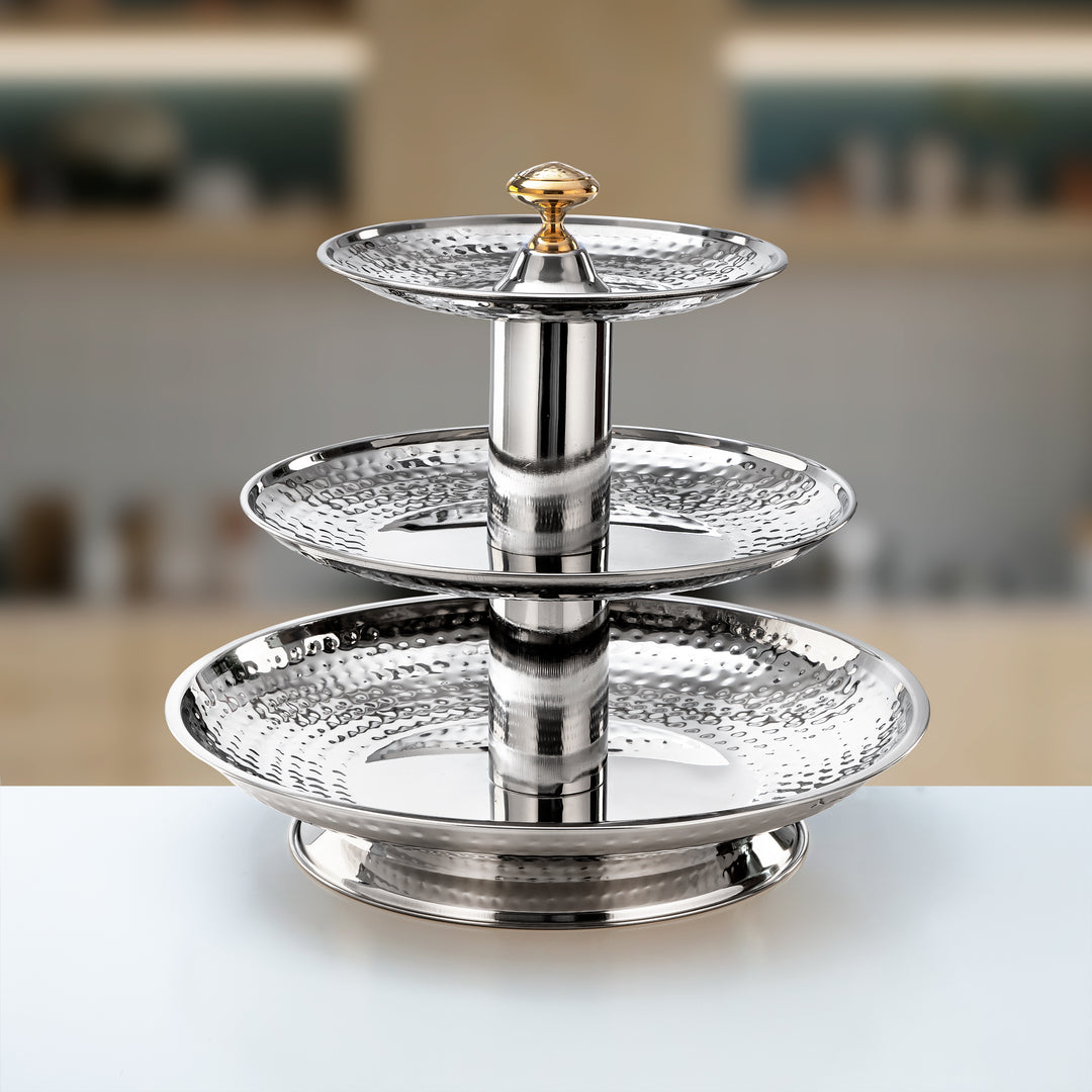 Almarjan 3 Tier Stainless Steel Sweet Stand Silver - STS0200755