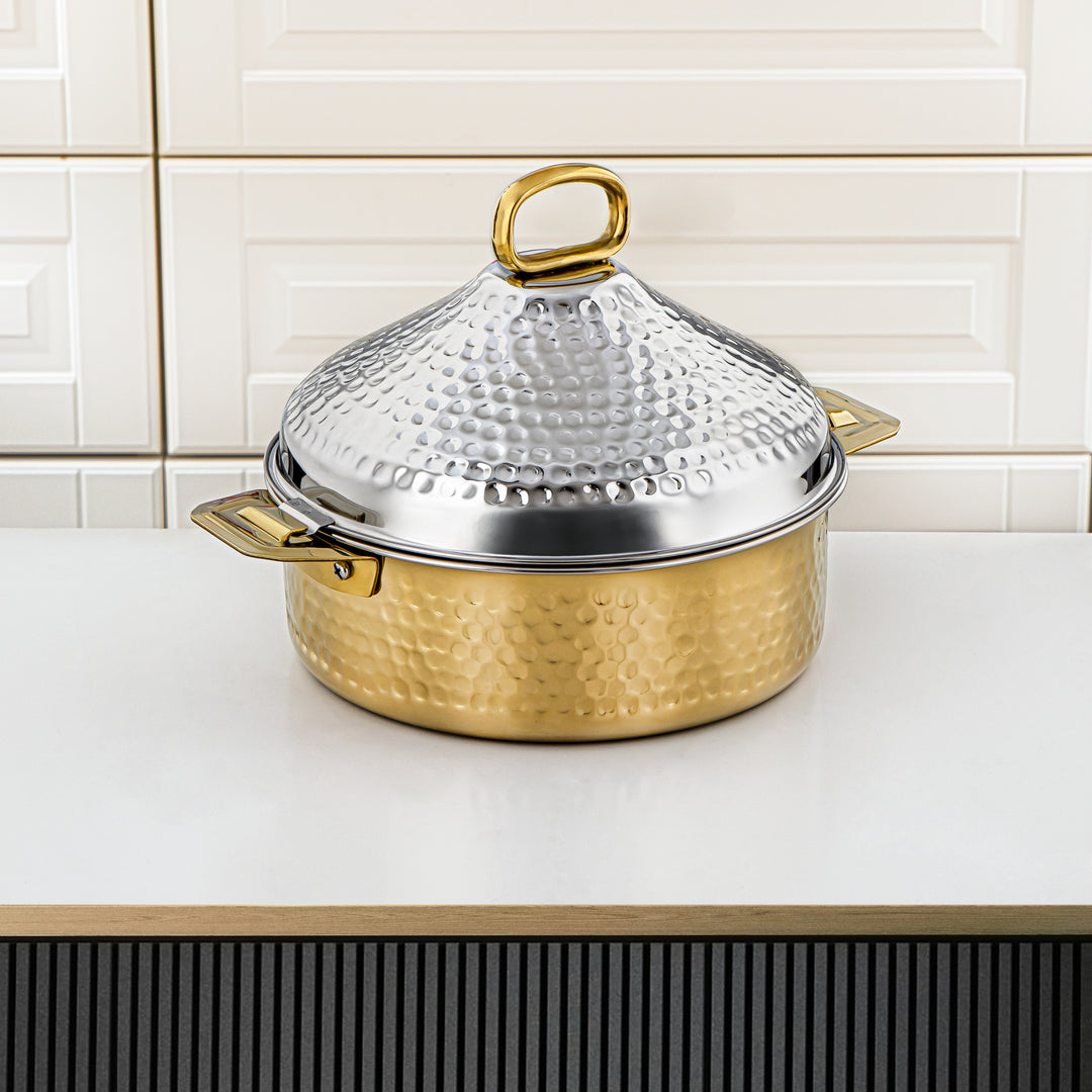 Almarjan 25 CM Abeer Collection Stainless Steel Hot Pot Silver & Gold - H24M20PG