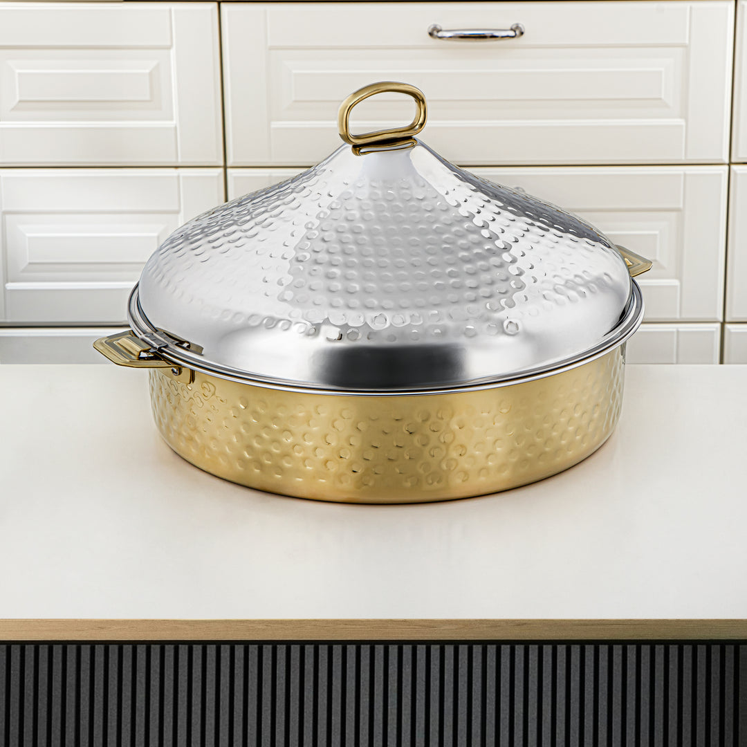 Almarjan 35 CM Abeer Collection Stainless Steel Hot Pot Silver & Gold - H24M20PG