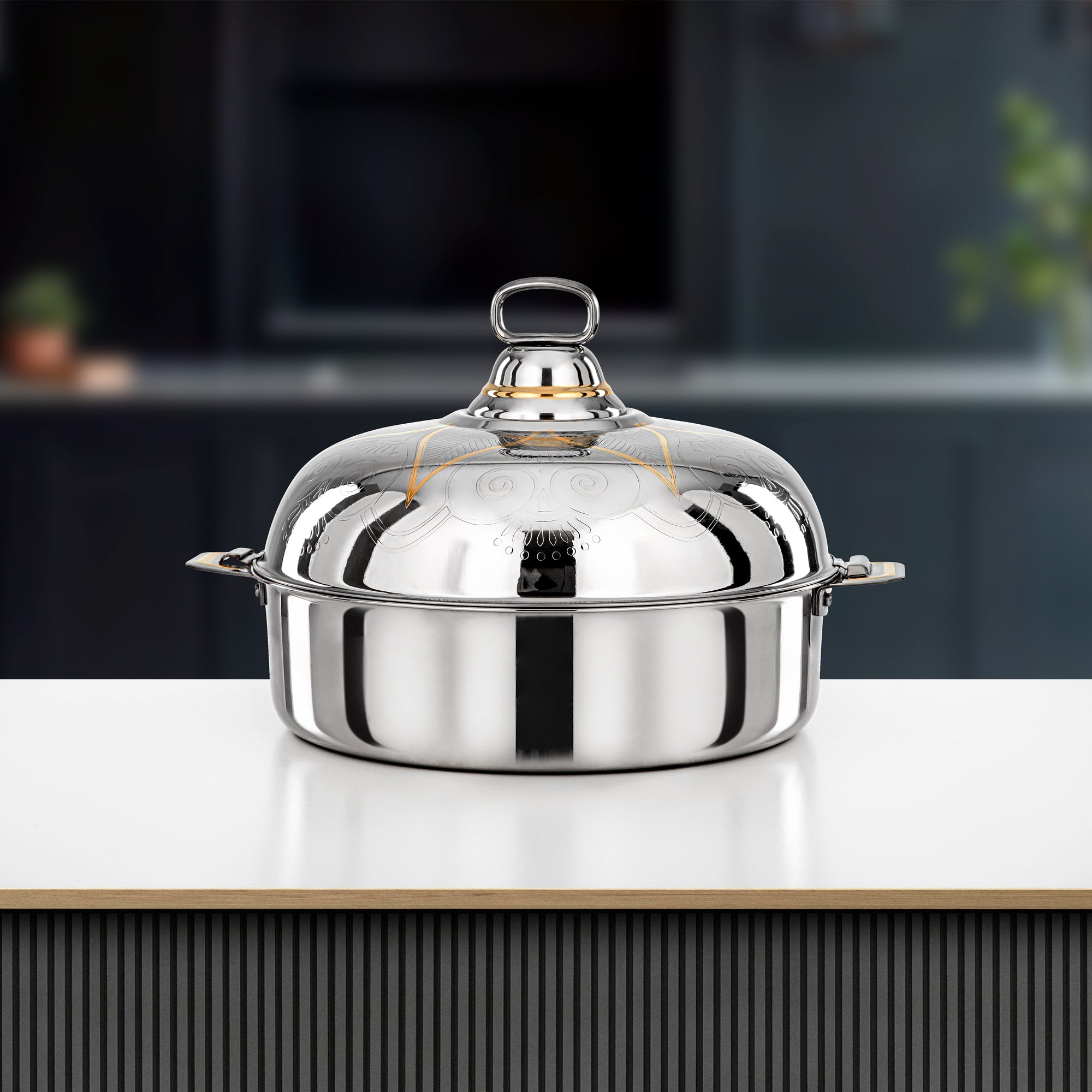 Almarjan Diwan Hot Pot 35cm Silver & Gold