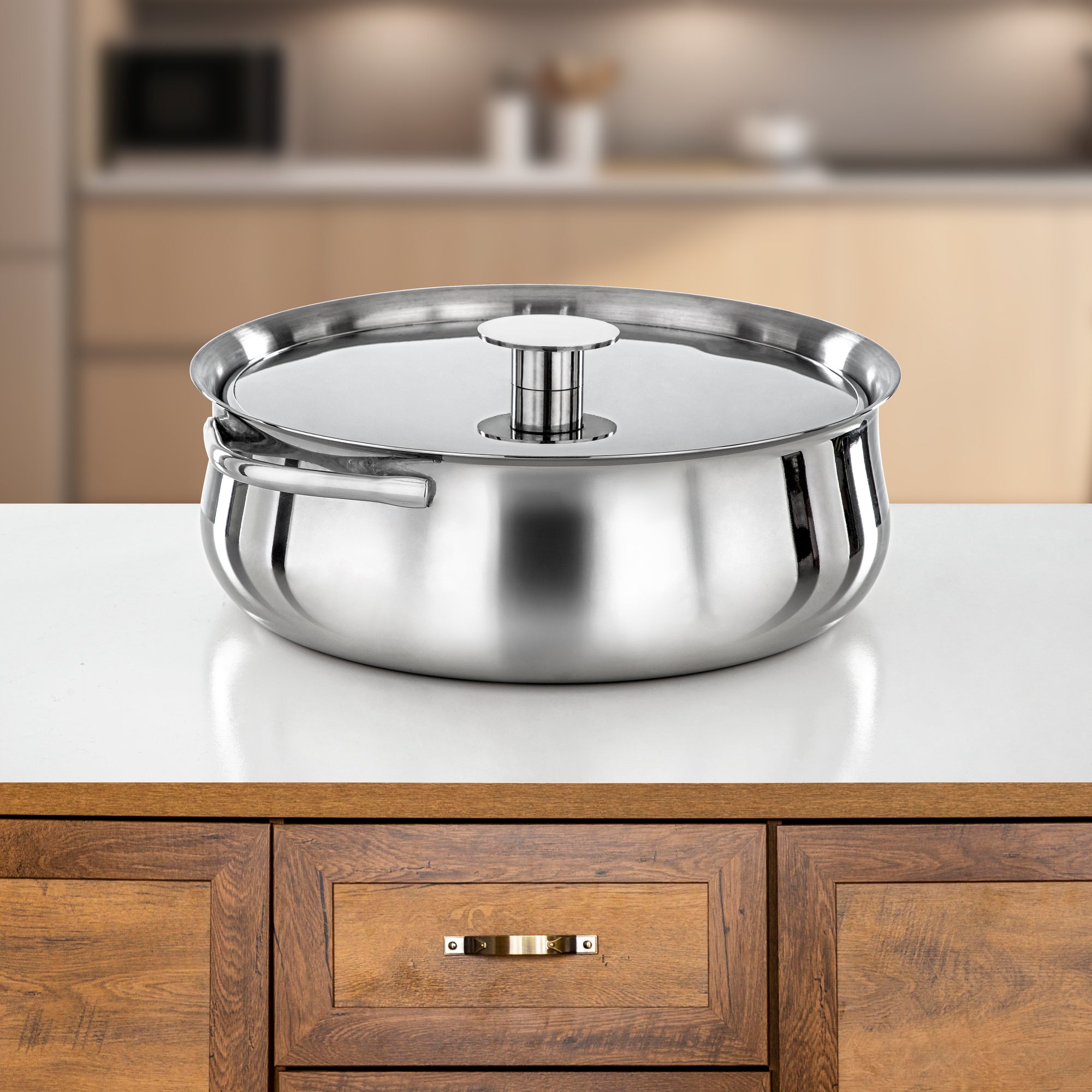 Almarjan Hot Pot Stainless Steel, 30CM (4800ML), Silver (H25P15) - Jawaher Collection