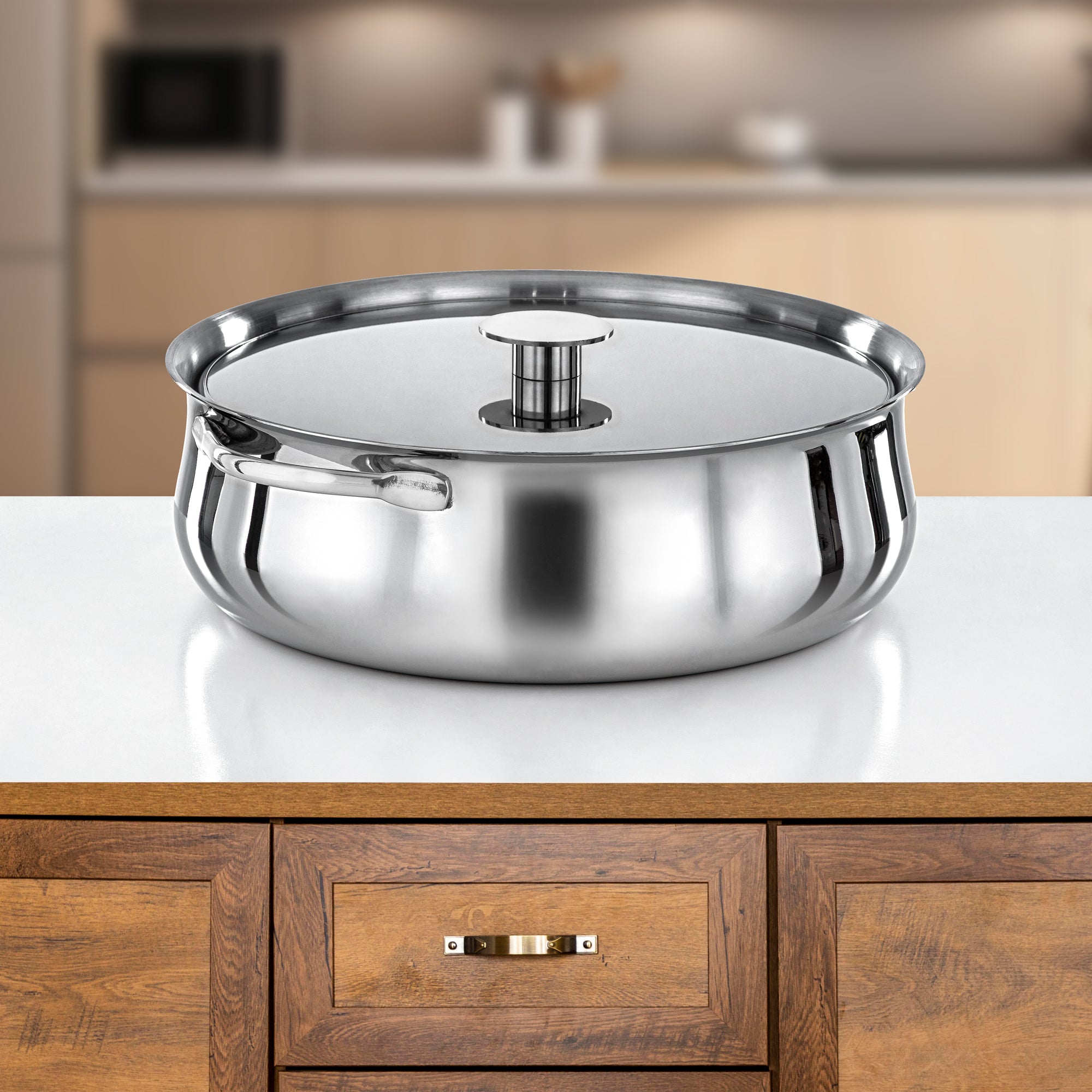 Almarjan Hot Pot Stainless Steel, 35CM (6000ML), Silver (H25P15) - Jawaher Collection