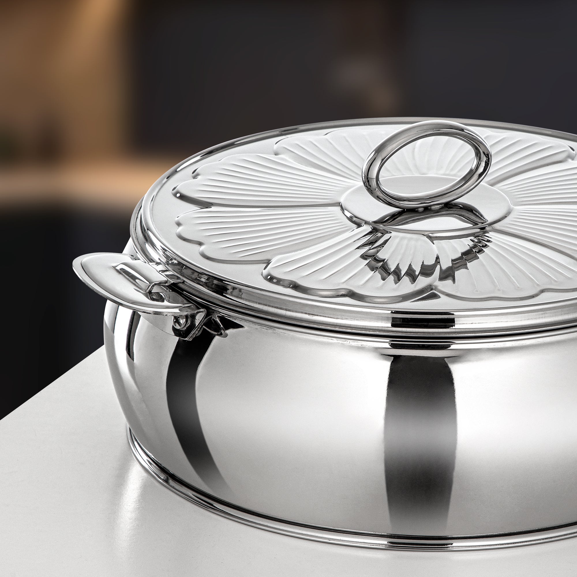 طقم حرارات المرجان سلمى، ٣ قطع، تشطيب فضي لامع