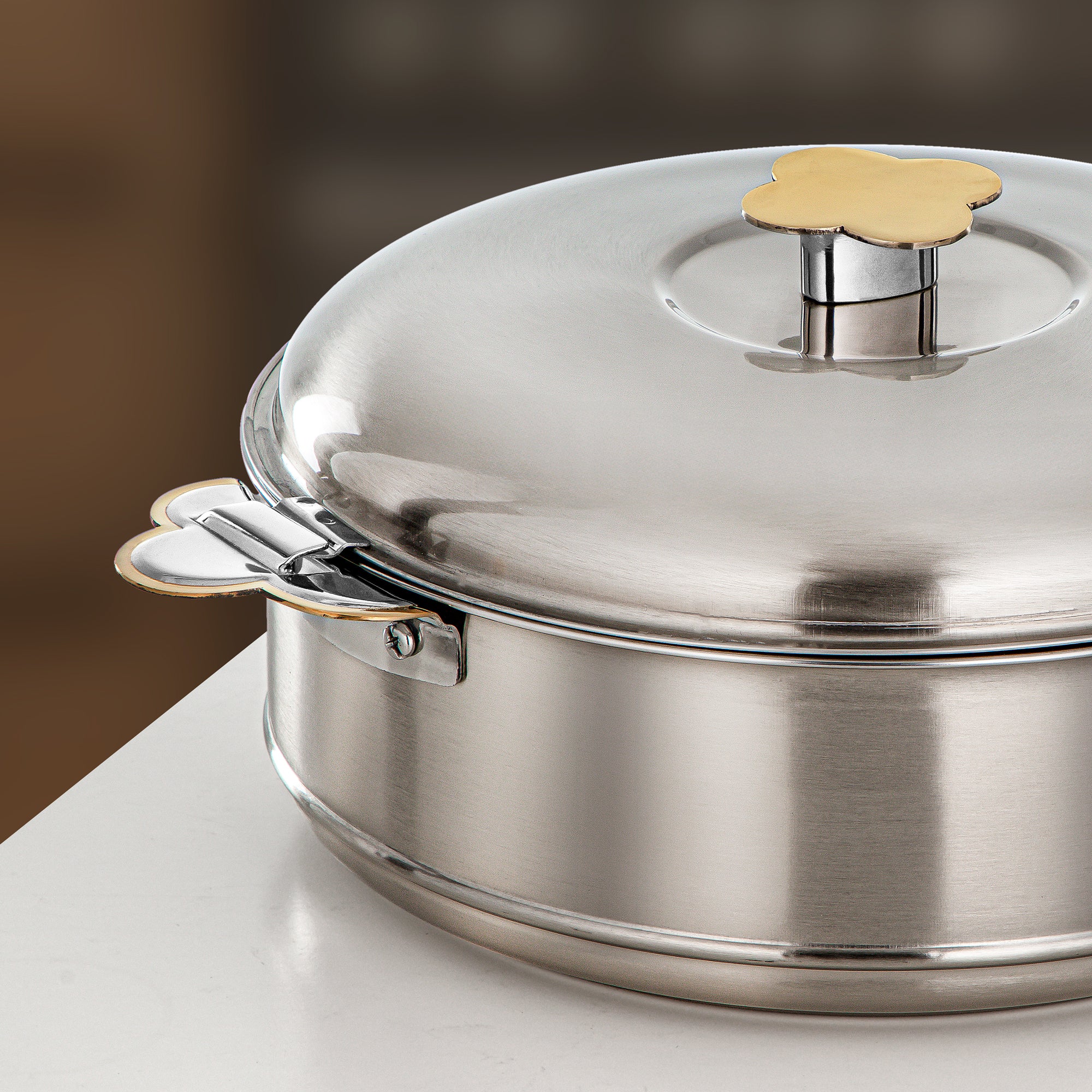 Almarjan Vida Hot Pot Set 3 Pieces 3.5L, 5L & 8L Matt Silver & Gold