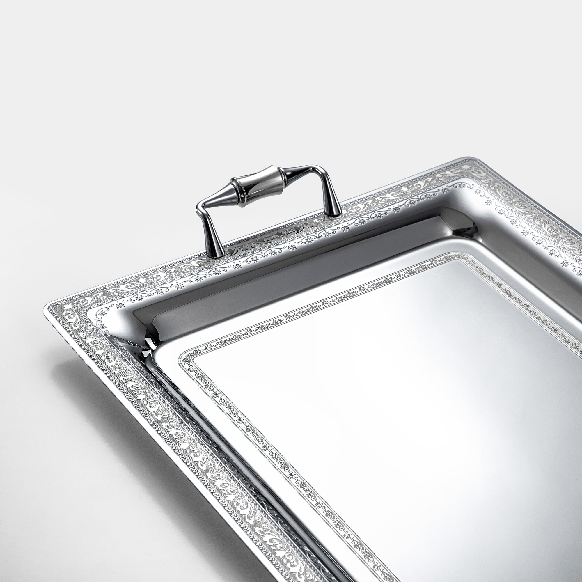 Almarjan Rectangular Serving Tray 50cm Silver