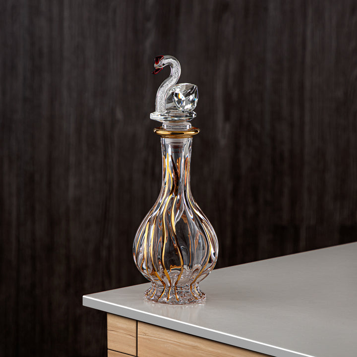 Almarjan Perfume Bottle 200ML (VR-D23-4-Golden) - Glass with Swan Knob | Swan Collection