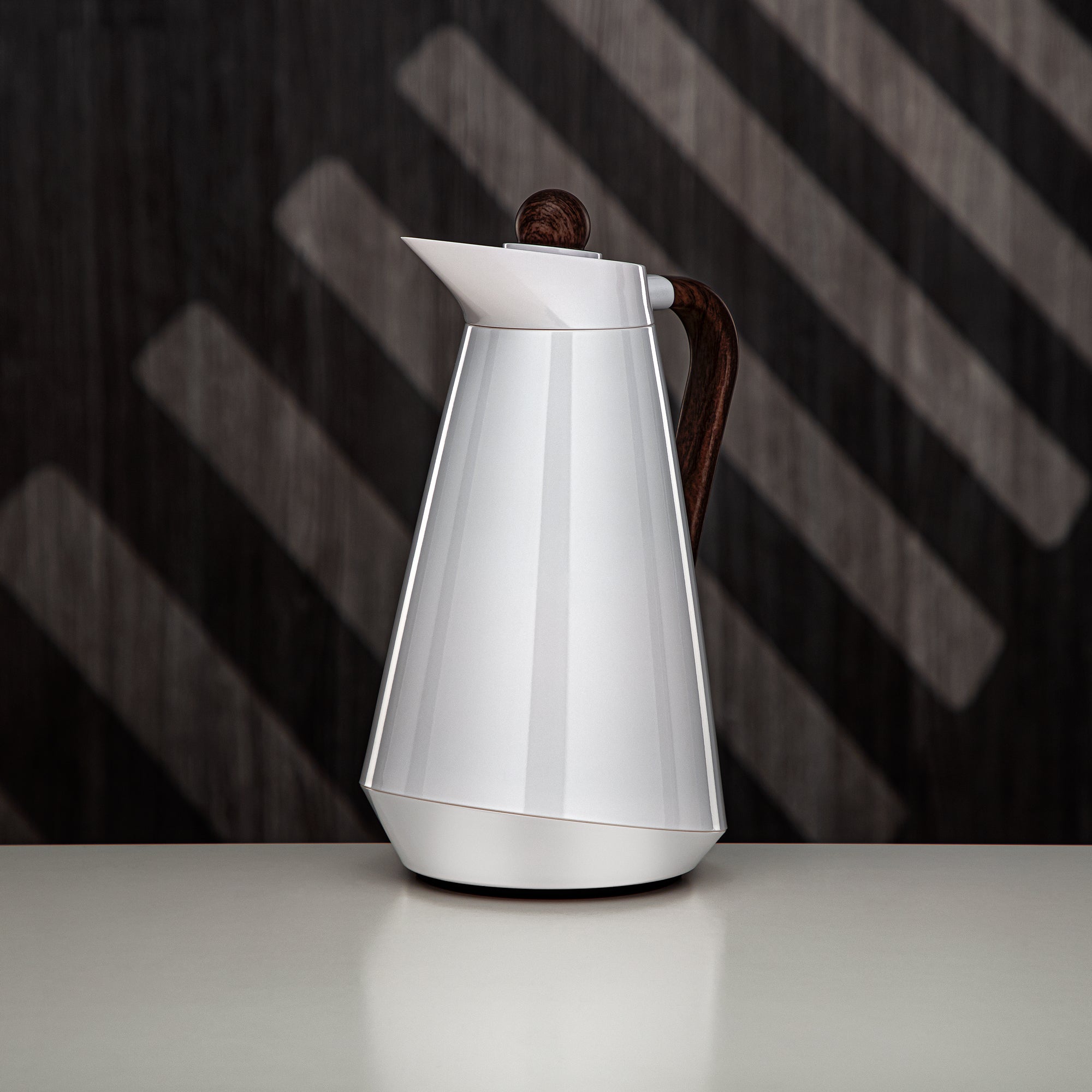 Almarjan Vacuum Flask Set Pearl White & Wood (VSP-00700/1000 Q1ZP125Y)