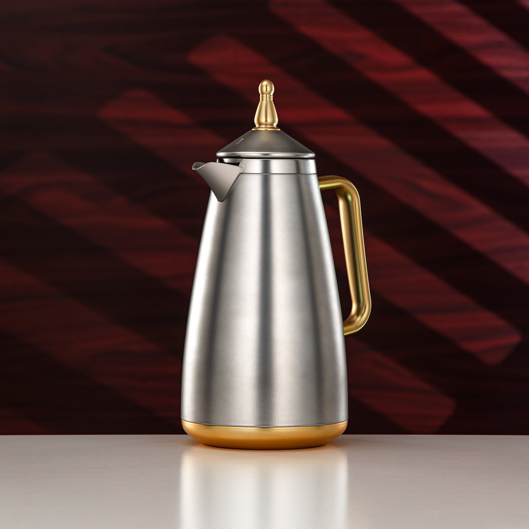 Almarjan Vacuum Flask Set 1L + 1L Matte Silver & Gold