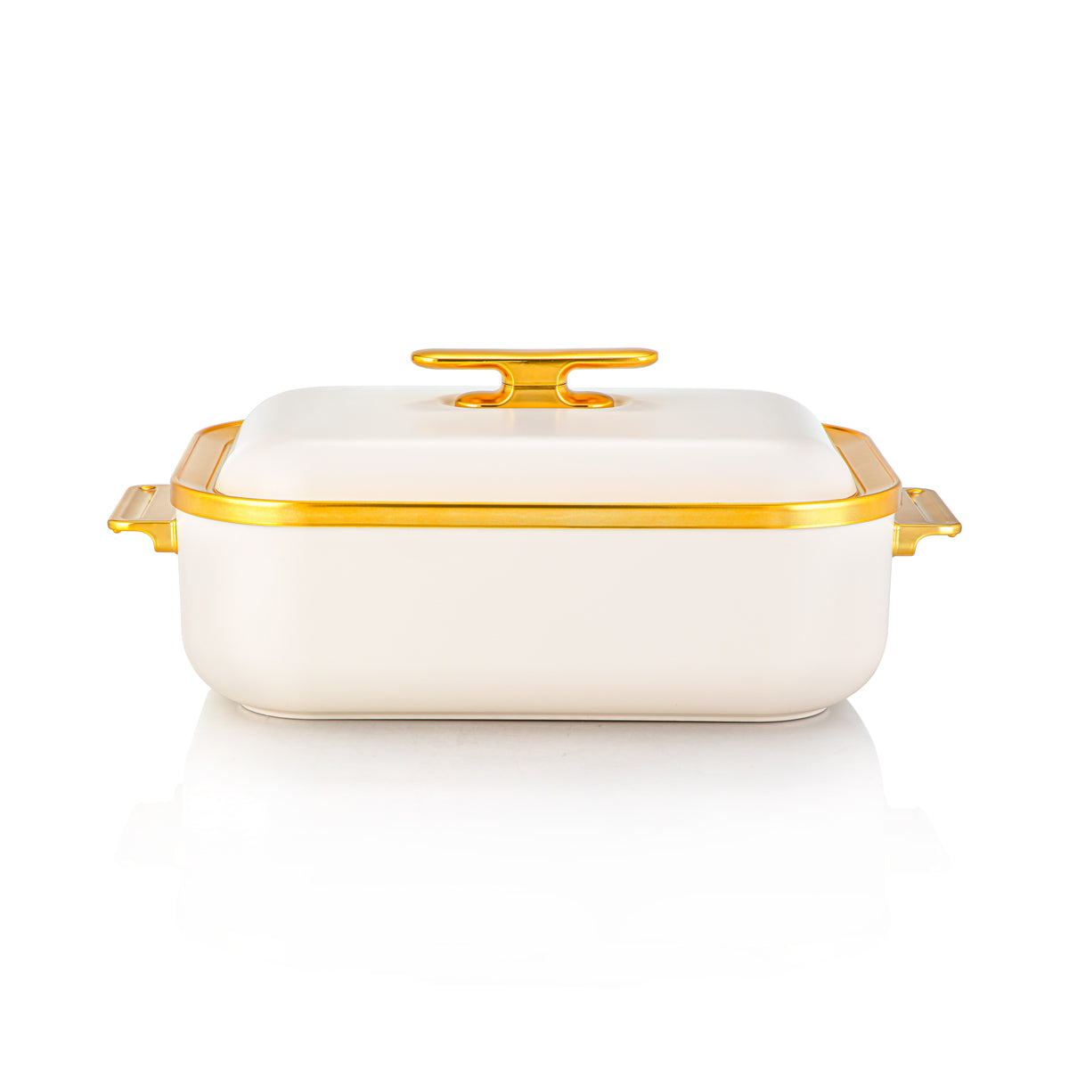 Almarjan 4 Liter Rectangle Plastic Hot Pot Beige & Gold - HP03-400 Beige Gold