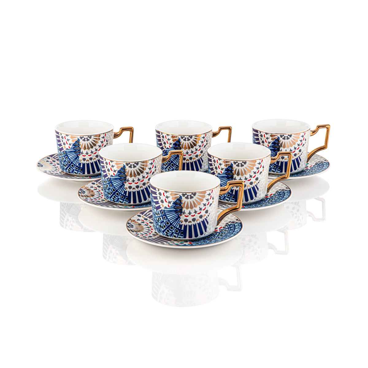 Almarjan 6 Pieces Fonon Collection Cup & Saucer - 3901