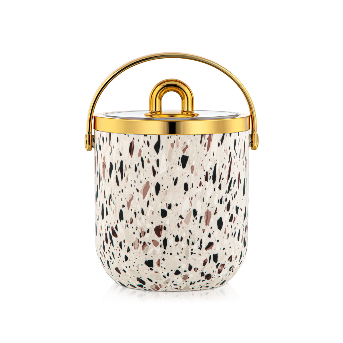 Forever Gold 1.5 Liter Plastic Ice Bucket Terrazzo & Gold - PT003 GN/G