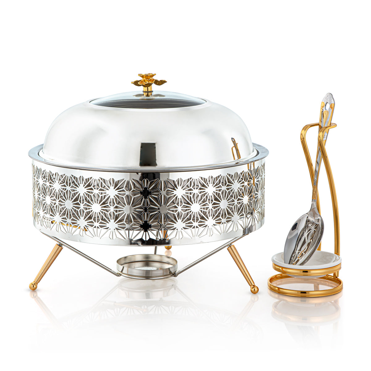 Almarjan 4000 ML Chafing Dish With Spoon Silver & Gold - STS0012910