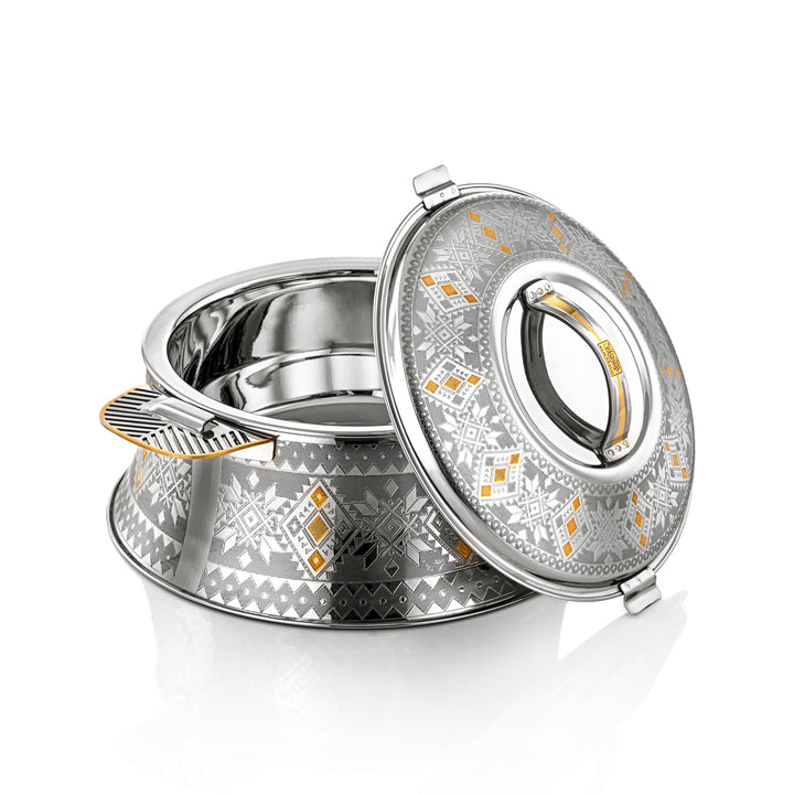 Almarjan 3 Pieces Ahram Collection Stainless Steel Hot Pot Silver & Gold - H23EPG8HG